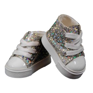 The Queen's Treasures 18&quot; Doll Shoes Clothing Accessory for American Girl&#174;, High Quality Silver High Top Sneaker & Shoe Box