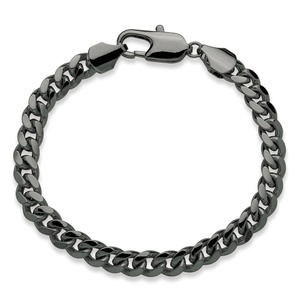 PalmBeach Jewelry Men's 10.5 mm Curb-Link Bracelet Black Ruthenium-Plated 9"