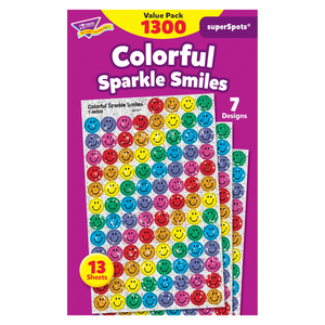 Trend Colorful Sparkle Smiles superSpots® Value Pack, 1300 per Pack, 3 Packs