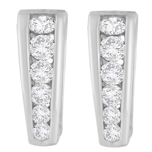 14k White Gold 1/4ct Round Cut Diamond Hoop Earrings (I-J I2-I3)