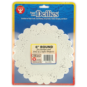 Hygloss Ed Prod Round Paper Lace Doilies, White, 6&quot;, 100 per pk, 6 Packs