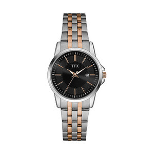 TFX by Bulova Ladies Two-Tone Stainless Steel Watch Black Dial