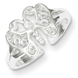 Sterling Silver Butterfly Adjustable Toe Ring
