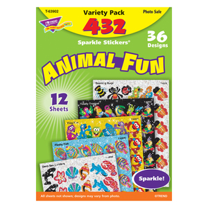 Trend Animal Fun Sparkle Stickers® Variety Pack, 432 per Pack, 3 Packs