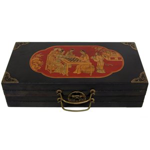Oriental Furniture Black Lacquer Chess Set Box