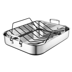 Stainless Steel Large Roasting Pan w/ Nonstick Rack