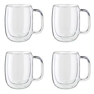 Sorrento 4pc Double Wall Glass Coffee Mug Set