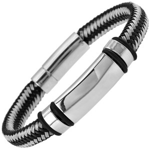 Men's Stainless Steel and Nylon Bracelet