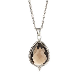 Ladies Sterling Silver Smokey Quartz Pendant