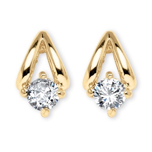 PalmBeach Jewelry .80 TCW Round Cubic Zirconia Earrings in Yellow Gold Tone