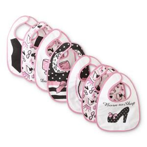 Baby Essentials Infant Girls' 7-Pack Feeder Bibs - Dress Up