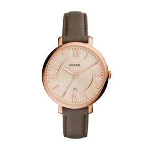 Ladies Jacqueline Brown Leather Strap Watch Rose Gold Dial