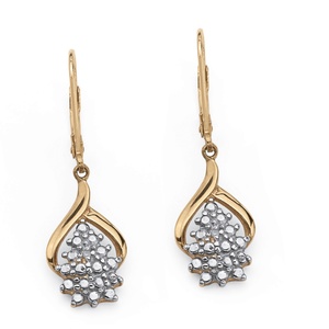 PalmBeach Jewelry Diamond Accent Cluster Drop Earrings in 18k Gold over Sterling Silver