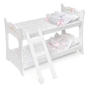 Badger Basket Doll Bunk Bed with Ladder and Bedding - White Rose