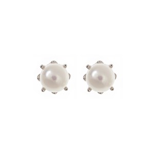 Sterling Silver 5mm Round Pearl Openwork Stud Earring