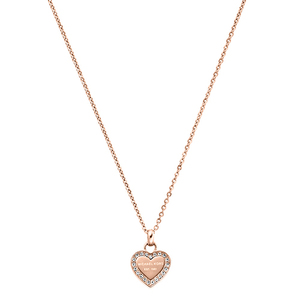Pave Rose Gold-Tone Heart Charm Necklace