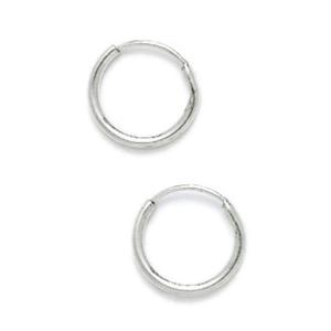 14k White Gold 10mm Endless  Round Hoop Earrings -