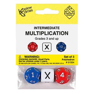 Koplow Games Intermediate Multiplication Dice, 3 Per Pack, 24 Packs