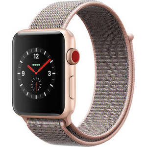 Watch Series 3 42mm Smartwatch (GPS + Cellular, Gold Aluminum Case, Pink Sand Sport Loop)