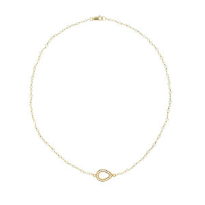 Genuine Freshwater Pearl Wrapped Chain w/ CZ Pendant Gold Over Sterling Silver, 18&quot; Necklace