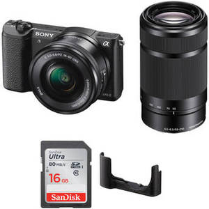Alpha a5100 Mirrorless Digital Camera with 16-50mm and 55-210mm Lenses and Accessories Kit (Black)