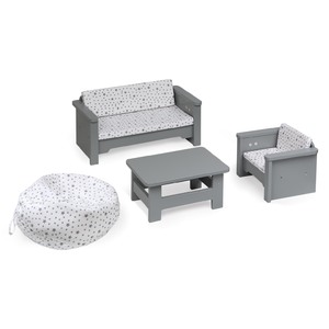 Badger Basket Living Room Furniture Set for 18 inch Dolls - Gray/White