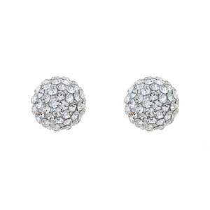 14K Yellow Gold 9mm White Crystal Ball Stud Earring