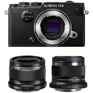 PEN-F Mirrorless Micro Four Thirds Digital Camera with 25mm and 45mm Lenses Kit (Black)