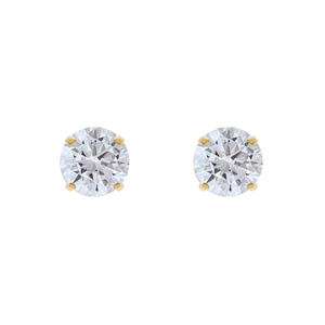 14K Yellow Gold 5mm Round Cubic Zirconia Stud Earrings