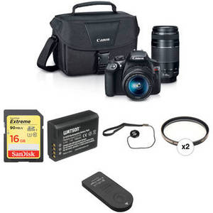 EOS Rebel T6 DSLR Camera with 18-55mm and 75-300mm Lenses Basic Kit