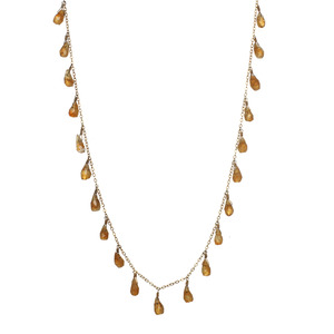 Lita Genuine Citrine and Gold Over Silver Linked Chain Necklace,17"