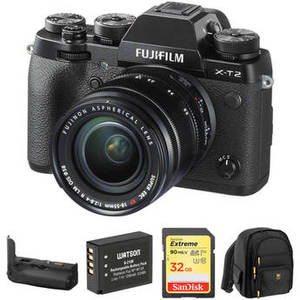 X-T2 Digital Camera with XF 18-55mm f/2.8-4 R LM OIS Lens and Accessories Kit