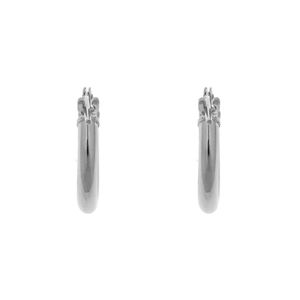 14K White Gold 12mm Click Hoop Earrings