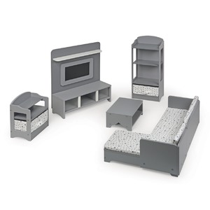 Badger Basket Media Room Furniture Set for 18 inch Dolls - Gray/White