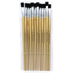 Charles Leonard, Inc. Flat Tip Easel Paint Brushes, 1/2&quot;, 12/Set, 4 Sets