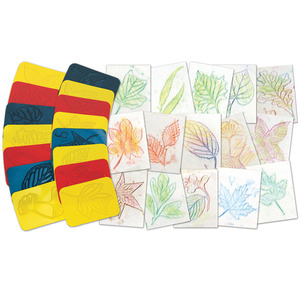 Roylco Leaf Rubbing Plates, 4 x 5 Inches - 16 per pack, 2 sets total