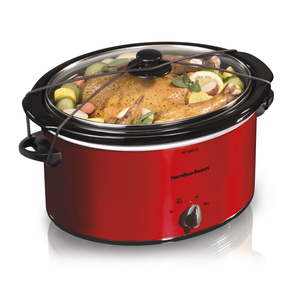 5qt Portable Oval Slow Cooker Red