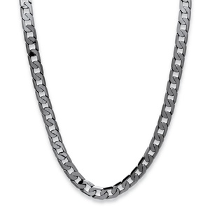 PalmBeach Jewelry Men's 12 mm Curb-Link Necklace Chain Black Ruthenium-Plated 24"