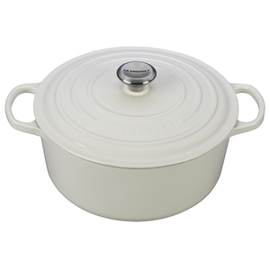 7.25qt Signature Round Cast Iron French Oven White