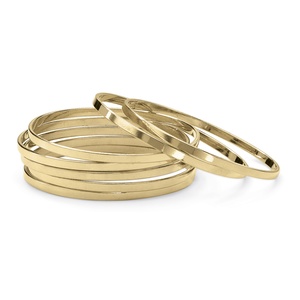 PalmBeach Jewelry Set of 7 Bangle Bracelets in Yellow Gold Tone