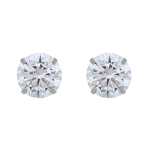 14K White Gold 8mm Round Cubic Zirconia Stud Earrings