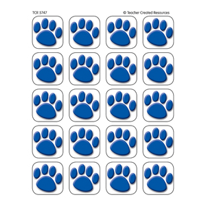 Teacher Created Resources Blue Paw Prints Stickers, 1" Square, 12 Packs