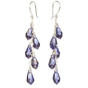 Lita Sterling Silver Swarovski Tanzanite Colored Teardrop Earrings