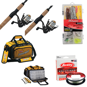 Fishing Duo Package - 2 Rod/Reel Combos Line Tackle Bag Tackle Box