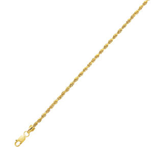 10K 2mm 16 Inch Hollow Rope Chain Necklace  - Lobster-claw