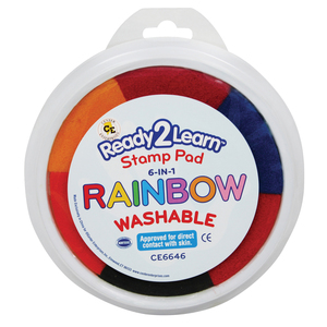 Center Enterprises Jumbo Washable Circular 6-In-1 Rainbow Stamp Pad, Pack of 6