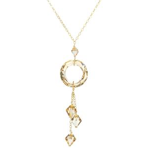 Lita Swarovski Crystal Golden Shadow Donut and Drops Necklace With Sterling Silver Chain 18"