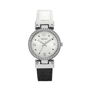 Ladies Crystal Reversible Leather Strap Watch White Dial