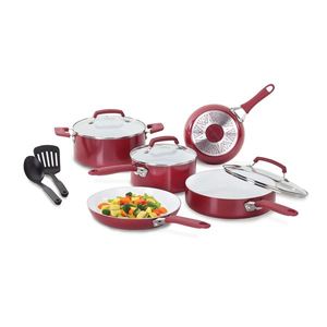 WearEver Pure Living Ceramic 10-Piece Cookware Set - Red