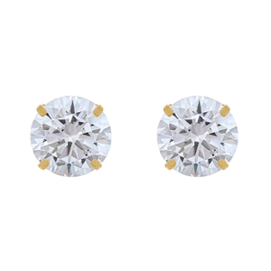 14K Yellow Gold 8mm Round Cubic Zirconia Stud Earrings